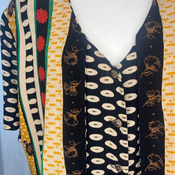PC Private Club Vintage Funky Print Bohemian Art Deco Ladies Blouse Size M/L - Picture 6 of 7